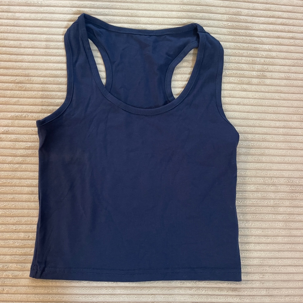 NWOT Navy Blue Sleeveless Racerback Cropped Women's Crop Top